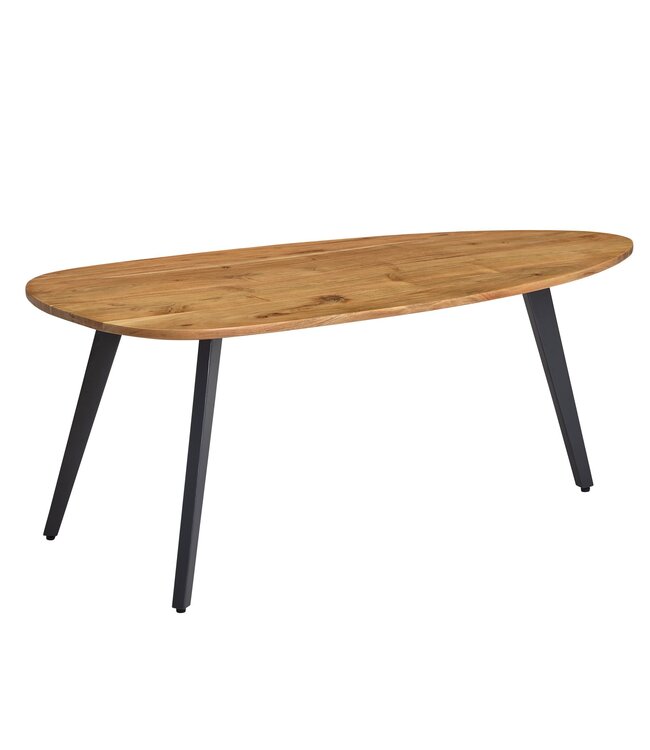 Wohnling salontafel acacia massief hout 110 x 45 x 60 cm salontafel niervorm | Salontafel Moderne houten tafel | Tafel woonkamer hout / metaal