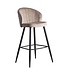 Wohnling barkruk fluweel beige kruk met rugleuning 56x102.5x52.5 cm | Keukenkruk Scandinavische stof / metaal 110 kg | Design barkruk | Bistrokruk gestoffeerd