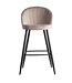 Wohnling barkruk fluweel beige kruk met rugleuning 56x102.5x52.5 cm | Keukenkruk Scandinavische stof / metaal 110 kg | Design barkruk | Bistrokruk gestoffeerd