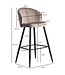 Wohnling barkruk fluweel beige kruk met rugleuning 56x102.5x52.5 cm | Keukenkruk Scandinavische stof / metaal 110 kg | Design barkruk | Bistrokruk gestoffeerd