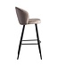Wohnling barkruk fluweel beige kruk met rugleuning 56x102.5x52.5 cm | Keukenkruk Scandinavische stof / metaal 110 kg | Design barkruk | Bistrokruk gestoffeerd