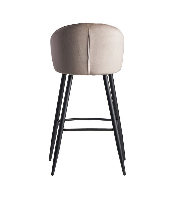 Wohnling barkruk fluweel beige kruk met rugleuning 56x102.5x52.5 cm | Keukenkruk Scandinavische stof / metaal 110 kg | Design barkruk | Bistrokruk gestoffeerd