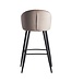 Wohnling barkruk fluweel beige kruk met rugleuning 56x102.5x52.5 cm | Keukenkruk Scandinavische stof / metaal 110 kg | Design barkruk | Bistrokruk gestoffeerd