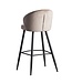 Wohnling barkruk fluweel beige kruk met rugleuning 56x102.5x52.5 cm | Keukenkruk Scandinavische stof / metaal 110 kg | Design barkruk | Bistrokruk gestoffeerd