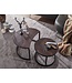 Wohnling salontafel set van 2 Mango massief houten / metalen salontafel rond | Industriële bijzettafel met metalen poten zwart | 2-delige placemat bijzettafel van hout