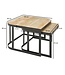 Wohnling salontafel set van 2 Mango massief houten / metalen salontafellamp | Industriële bijzettafel bijzettafel metalen poten zwart | 2-delige placemat bijzettafel van hout