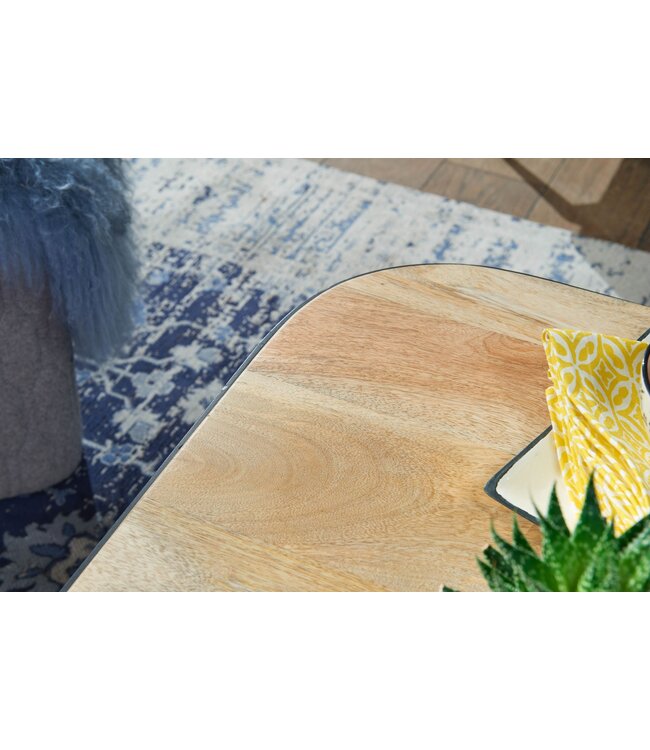 Wohnling salontafel set van 2 Mango massief houten / metalen salontafellamp | Industriële bijzettafel bijzettafel metalen poten zwart | 2-delige placemat bijzettafel van hout