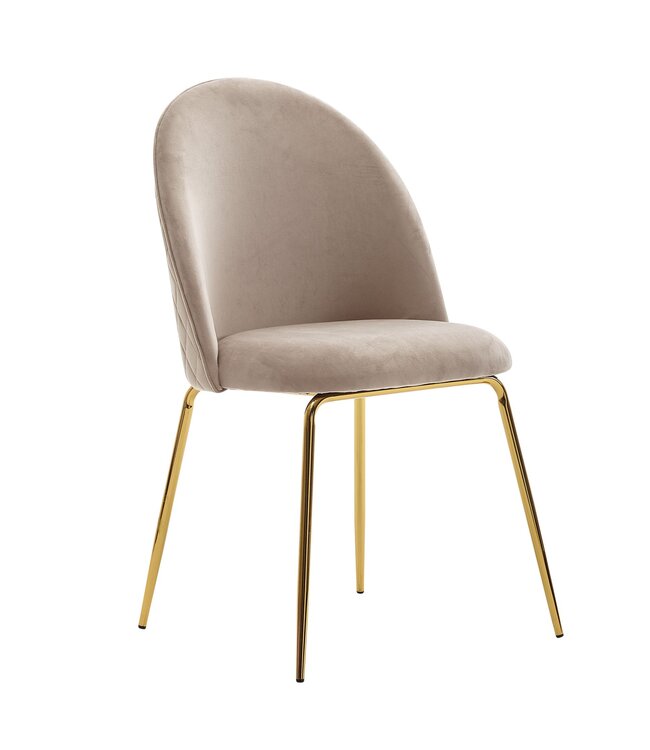 Wohnling design eetkamerstoel set van 2 velours beige gestoffeerd | Keukenstoelstof met gouden poten | Schelpstoel Scandinavisch | Gestoffeerde stoel met fluwelen bekleding