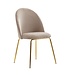 Wohnling design eetkamerstoel set van 2 velours beige gestoffeerd | Keukenstoelstof met gouden poten | Schelpstoel Scandinavisch | Gestoffeerde stoel met fluwelen bekleding
