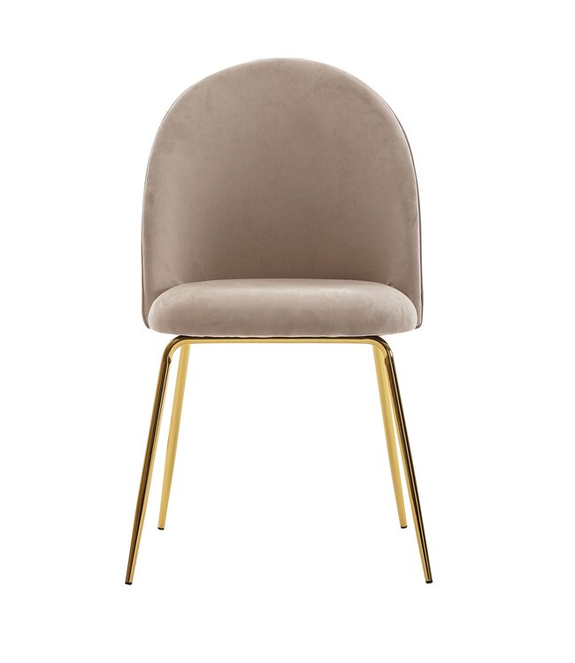Wohnling design eetkamerstoel set van 2 velours beige gestoffeerd | Keukenstoelstof met gouden poten | Schelpstoel Scandinavisch | Gestoffeerde stoel met fluwelen bekleding