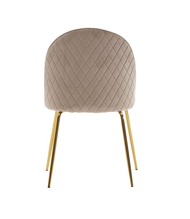 Wohnling design eetkamerstoel set van 2 velours beige gestoffeerd | Keukenstoelstof met gouden poten | Schelpstoel Scandinavisch | Gestoffeerde stoel met fluwelen bekleding
