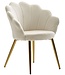 Wohnling eetkamerstoel tulip velvet wit gestoffeerd | Keukenstoel met goudkleurige poten | Shell stoel Scandinavisch design | Gestoffeerde stoel met stoffen bekleding