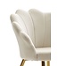 Wohnling eetkamerstoel tulip velvet wit gestoffeerd | Keukenstoel met goudkleurige poten | Shell stoel Scandinavisch design | Gestoffeerde stoel met stoffen bekleding