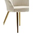 Wohnling eetkamerstoel tulip velvet wit gestoffeerd | Keukenstoel met goudkleurige poten | Shell stoel Scandinavisch design | Gestoffeerde stoel met stoffen bekleding