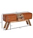 Wohnling Design Turnbock bank bruin met lades 120x56x30 cm | Gymkrukbank van echt leer met opbergruimte | Kruk garderobebank kruk Springbok turnbank