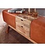 Wohnling Design Turnbock bank bruin met lades 120x56x30 cm | Gymkrukbank van echt leer met opbergruimte | Kruk garderobebank kruk Springbok turnbank