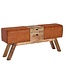 Wohnling Design Turnbock bank bruin met lades 120x56x30 cm | Gymkrukbank van echt leer met opbergruimte | Kruk garderobebank kruk Springbok turnbank