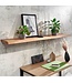 Wohnling Wandplank 160 cm Acacia Massief Hout met Boomrand Hangplank Modern | Muurplank Hangende Plank | Plank voor de Wand Zwevend