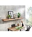 Wohnling Wandplank 160 cm Acacia Massief Hout met Boomrand Hangplank Modern | Muurplank Hangende Plank | Plank voor de Wand Zwevend