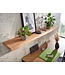Wohnling Wandplank 160 cm Acacia Massief Hout met Boomrand Hangplank Modern | Muurplank Hangende Plank | Plank voor de Wand Zwevend
