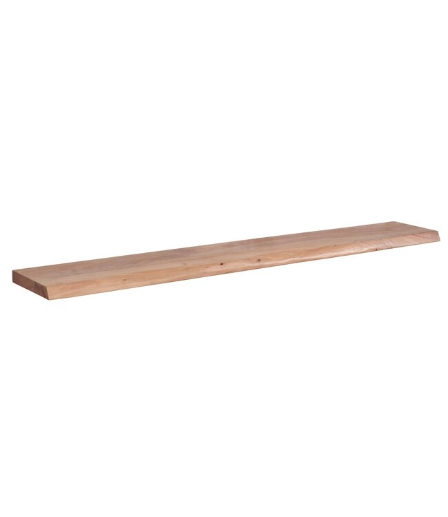 Wohnling Wandplank 160 cm Acacia Massief Hout met Boomrand Hangplank Modern | Muurplank Hangende Plank | Plank voor de Wand Zwevend