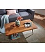 Wohnling Koffietafel Massief Sheesham-Hout en Metaal 110x60x40 cm Salontafel Bruin | Vierkante Tafel Woonkamer Moderne met Boomrand | Lage Bijzettafel Woonkamertafel