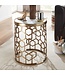 Wohnling Bijzettafel Echt Marmer en Metaal 46x46x55 cm Salontafel Wit Goud | Ronde Dienblad Tafel Woonkamer Moderne | Koffietafel Woonkamertafel Hoog