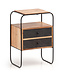 Wohnling nachtkastje massief acaciahout/steenlook 40x60x30 cm nachtkastje boxspringbed | Industriële nachtconsole bruin met 2 lades & opbergruimte | Opbergruimte voor nachtkastje en metalen frame
