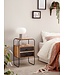 Wohnling nachtkastje massief acaciahout/steenlook 40x60x30 cm nachtkastje boxspringbed | Industriële nachtconsole bruin met 2 lades & opbergruimte | Opbergruimte voor nachtkastje en metalen frame