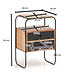Wohnling nachtkastje massief acaciahout/steenlook 40x60x30 cm nachtkastje boxspringbed | Industriële nachtconsole bruin met 2 lades & opbergruimte | Opbergruimte voor nachtkastje en metalen frame