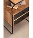 Wohnling nachtkastje massief acaciahout/steenlook 40x60x30 cm nachtkastje boxspringbed | Industriële nachtconsole bruin met 2 lades & opbergruimte | Opbergruimte voor nachtkastje en metalen frame