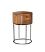 Wohnling nachtconsole Sheesham massief hout metaal 40x40x60 cm nachtkastje bruin, design nachtkastje rond boxspringbed met lade, nachtkastje met opbergruimte