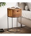 Wohnling nachtconsole Sheesham massief hout metaal 40x40x60 cm nachtkastje bruin, design nachtkastje rond boxspringbed met lade, nachtkastje met opbergruimte