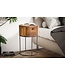 Wohnling nachtconsole Sheesham massief hout metaal 40x40x60 cm nachtkastje bruin, design nachtkastje rond boxspringbed met lade, nachtkastje met opbergruimte
