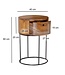 Wohnling nachtconsole Sheesham massief hout metaal 40x40x60 cm nachtkastje bruin, design nachtkastje rond boxspringbed met lade, nachtkastje met opbergruimte
