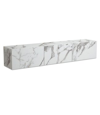 Wohnling Lowboard hangend marmerlook wit 160x30x30 cm tv-meubel, design tv-tafel met vouwdeuren modern, tv-kastwand, tv-ladekast tv-ladekast om op te hangen