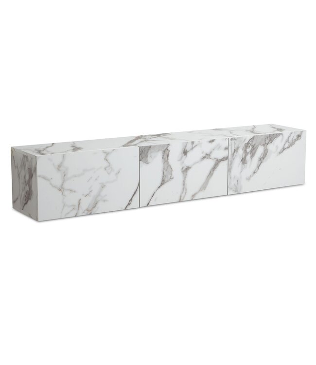 Wohnling Lowboard hangend marmerlook wit 160x30x30 cm tv-meubel, design tv-tafel met vouwdeuren modern, tv-kastwand, tv-ladekast tv-ladekast om op te hangen