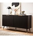 Wohnling Dressoir 150x81x39 cm Dressoir Zwart met Eiken Decor, Ladekast met Deuren, Ladekast Halkast Modern, Staande Kast Woonkamer Metalen Poten