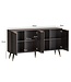 Wohnling Dressoir 150x81x39 cm Dressoir Zwart met Eiken Decor, Ladekast met Deuren, Ladekast Halkast Modern, Staande Kast Woonkamer Metalen Poten
