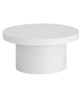 Wohnling salontafel 60x60x30 cm witte salontafel in hoogglans modern, design salontafel rond, lounge salontafel in paddenstoelvorm, salontafel bijzettafel klein