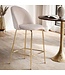 Wohnling set van 2 barkrukken, fluwelen beige kruk met rugleuning en gouden poten, keukenkruk Scandinavische stof / metaal 110 kg, design barkruk, tegenkruk, bistrokruk gestoffeerd