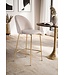 Wohnling set van 2 barkrukken, fluwelen beige kruk met rugleuning en gouden poten, keukenkruk Scandinavische stof / metaal 110 kg, design barkruk, tegenkruk, bistrokruk gestoffeerd