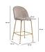Wohnling set van 2 barkrukken, fluwelen beige kruk met rugleuning en gouden poten, keukenkruk Scandinavische stof / metaal 110 kg, design barkruk, tegenkruk, bistrokruk gestoffeerd