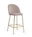 Wohnling set van 2 barkrukken, fluwelen beige kruk met rugleuning en gouden poten, keukenkruk Scandinavische stof / metaal 110 kg, design barkruk, tegenkruk, bistrokruk gestoffeerd