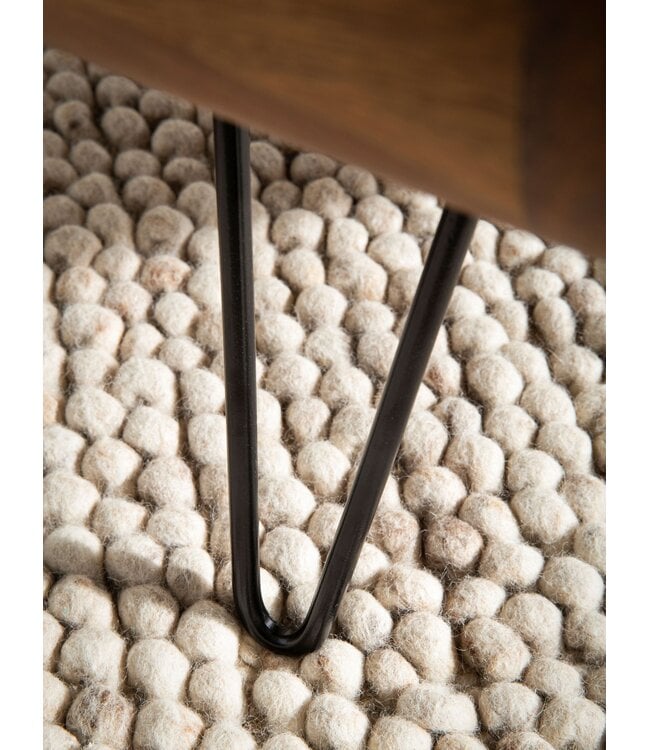 Wohnling salontafel 100x60x47 cm Sheesham massief hout metalen salontafel, design woonkamertafel rechthoekig met opbergruimte, massieve salontafel, grote tafel woonkamer met haarspeldpoten