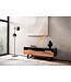 Wohnling Lowboard acacia massief hout 140x50x40 cm boomrand tv-kast zwart, design tv-kast hoog met lade, tv-tafel tv-kast modern met deuren, tv-kast woonkamer