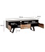Wohnling Lowboard acacia massief hout 140x50x40 cm boomrand tv-kast zwart, design tv-kast hoog met lade, tv-tafel tv-kast modern met deuren, tv-kast woonkamer