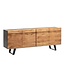 Wohnling dressoir acacia massief hout 180x75x45 cm dressoir zwart met boomrand, ladekast met deuren, ladekast halkast modern, staande kast woonkamer met metalen poten