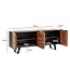 Wohnling dressoir acacia massief hout 180x75x45 cm dressoir zwart met boomrand, ladekast met deuren, ladekast halkast modern, staande kast woonkamer met metalen poten