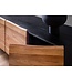 Wohnling dressoir acacia massief hout 180x75x45 cm dressoir zwart met boomrand, ladekast met deuren, ladekast halkast modern, staande kast woonkamer met metalen poten